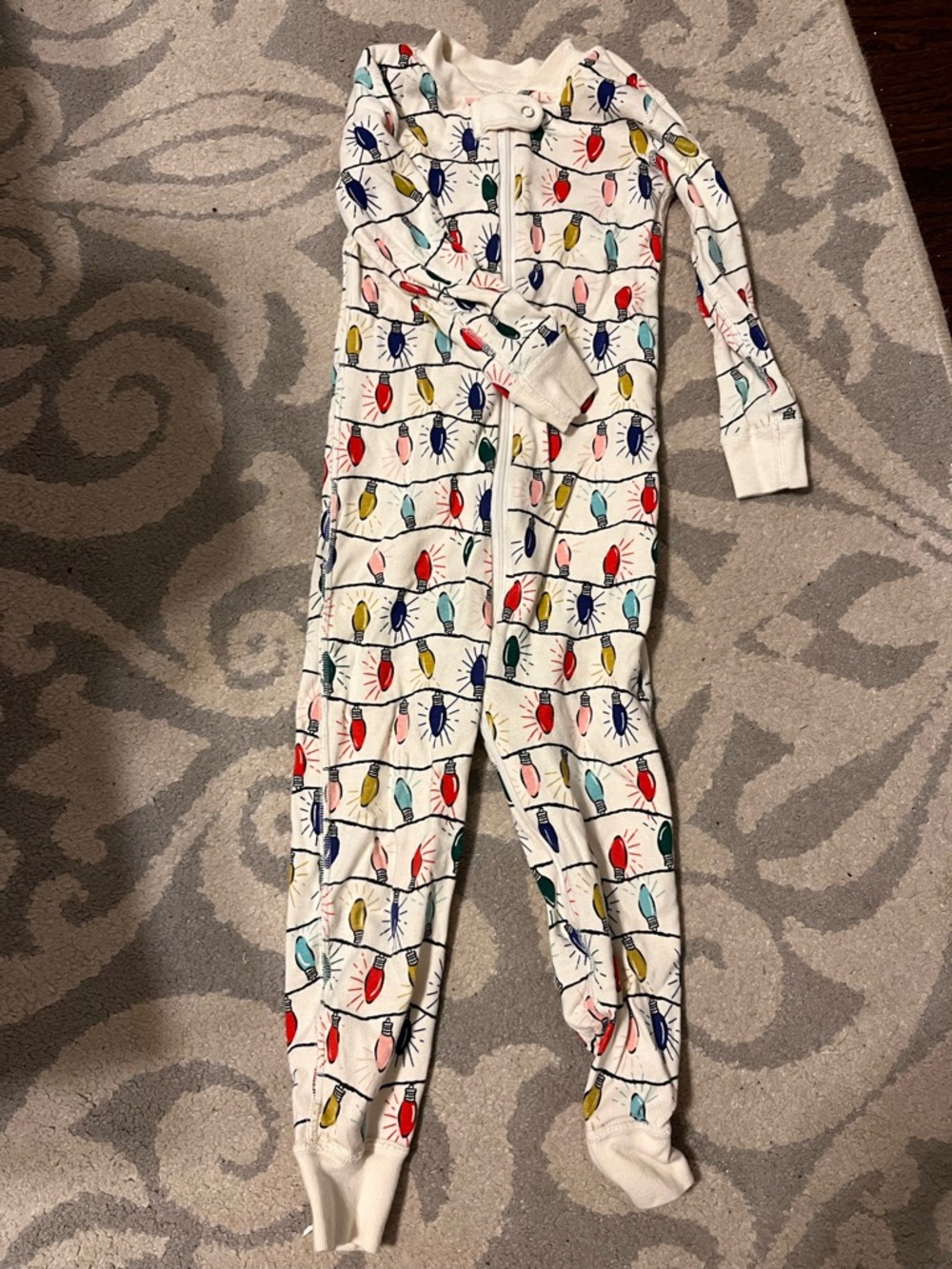 Hannah Andersson Kids White One-Piece Pajamas with Colorful Lightbulb Print